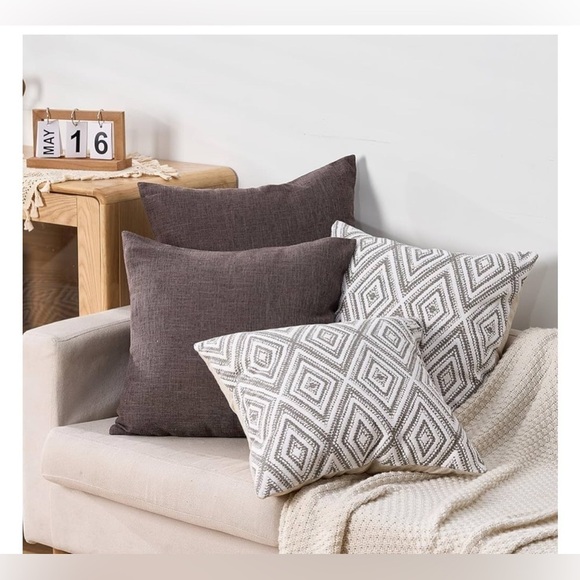 Pillow Covers 4 Pack 18x18 Inch grey geometric Pillow Cases Only No Insert - Picture 4 of 9